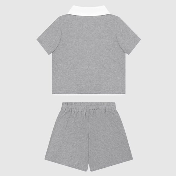 B.Sure Grey Polo Shirt And Shorts Set - Picture 2 of 4